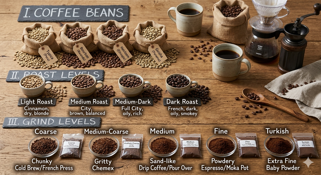 Coffee Beans, Roasts, and Grinds Explained