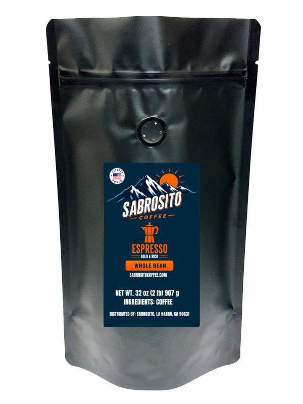 Sabrosito Espresso 32 oz whole bean specialty grade dark roast coffee bag